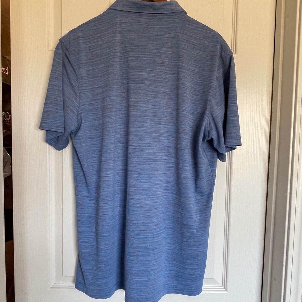 johnnie-O Mens Large Blue Space Dye Performance Short Sleeve Polo Shirt Stretch - Picture 4 of 8